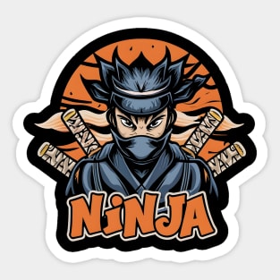 Japanese Ninja Sunset Retro Sticker